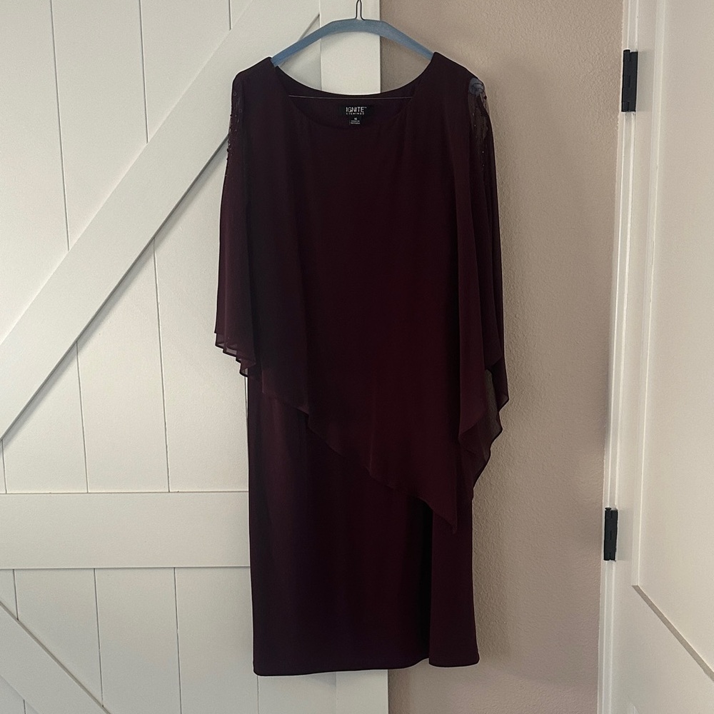 Elegant Asymmetrical Burgundy Dress